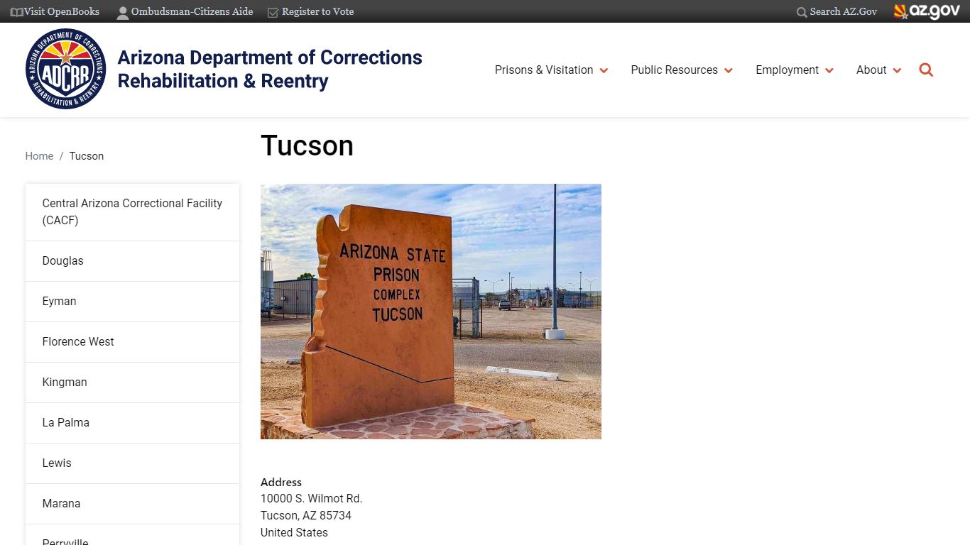 Tucson | Arizona Department of Corrections, Rehabilitation & Reentry